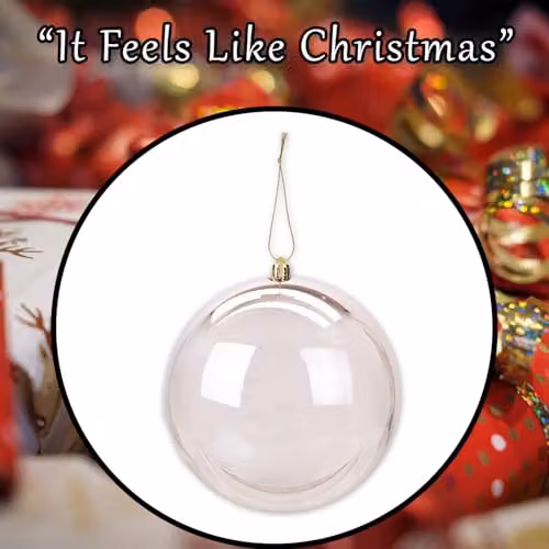 VFM e-Store Gold and Transparent Glass Christmas Bauble Hanging Tree Ornament, Diameter: 14 cm – 5