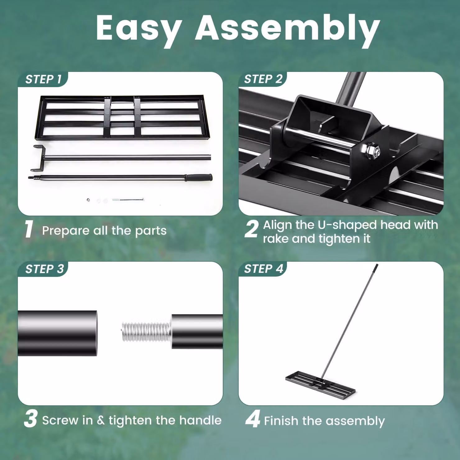 Gymax Heavy Duty Lawn Leveling Rake in Black – 5