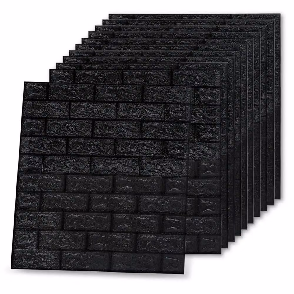 Berkfield Home Realistic 3D Self-adhesive Brick Wallpaper, Black, 10 Pieces – 4