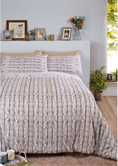 Rapport Home Striped Cotton Duvet Cover and Pillowcase Set in Beige and Yellow, W/D/H: 90 x 200 cm