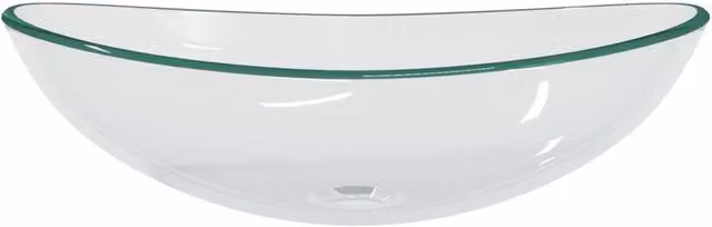 Berkfield Home Modern Oval Tempered Glass Countertop Basin in Transparent Clear, W: 54.5 cm, D: 35 cm, H: 15.5 cm