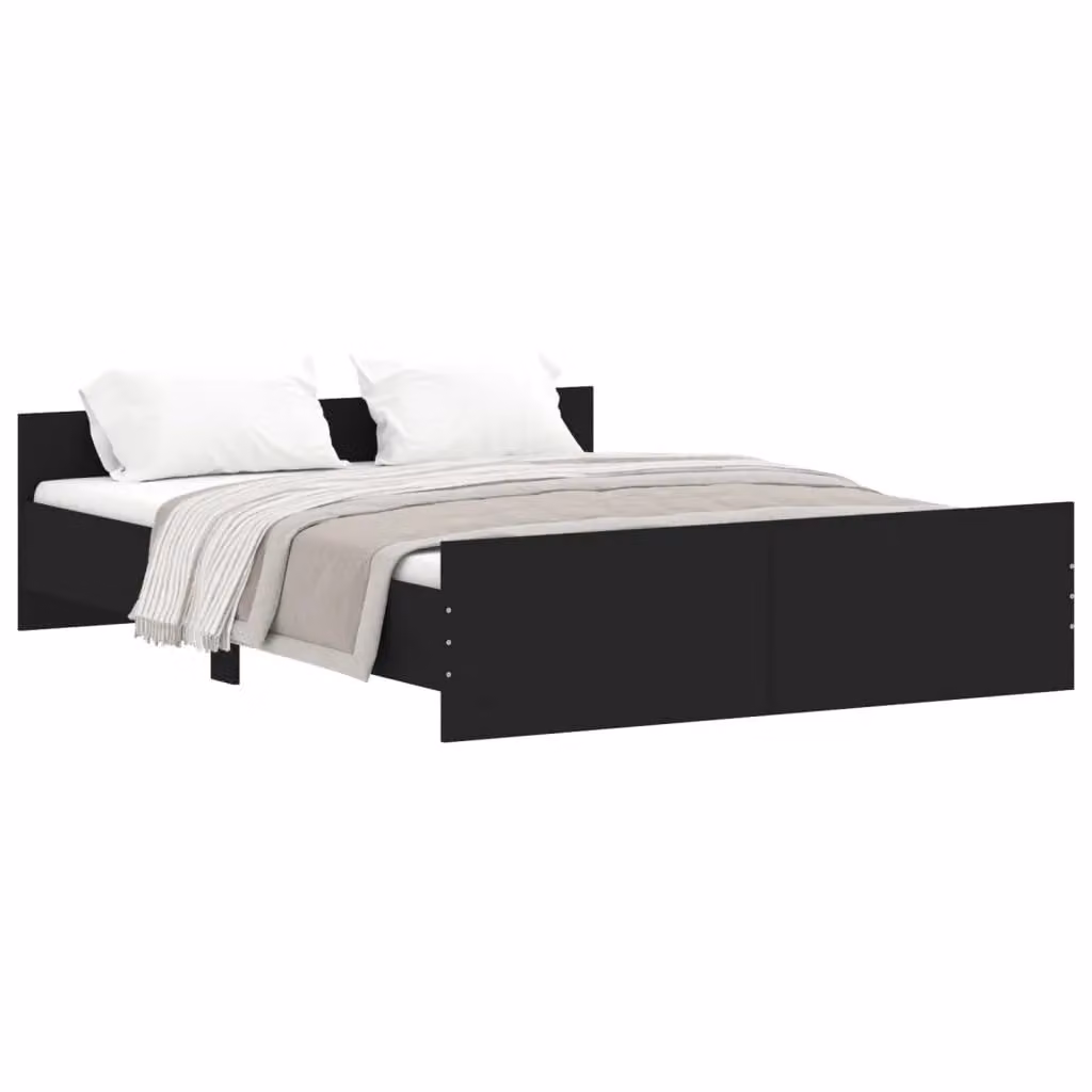 Berkfield Home Bed Frame with Headboard and Footboard, Black, W: 160 cm, D: 200 cm – 2