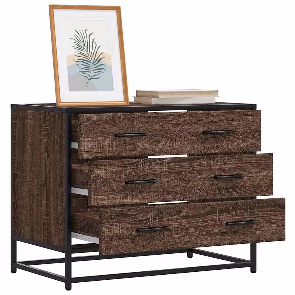 Berkfield Home Elegant Drawer Cabinet in Brown Oak, W/D/H: 70 x 41 x 56 cm – 2