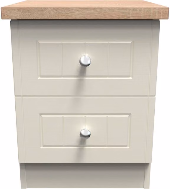 Ready Assembled 2 U Cambridge 2 Drawer Bedside Cabinet in Beige – 1