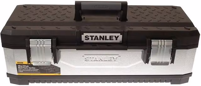 Stanley Galvanised Metal Toolbox with Inserts, Black, Width: 66 cm – 1