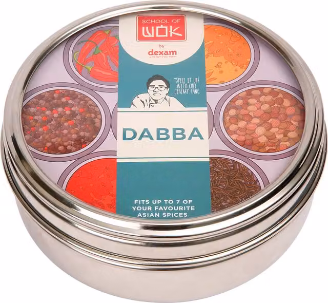 School of Wok by Dexam Stainless Steel Dabba Spice Box in Silver
