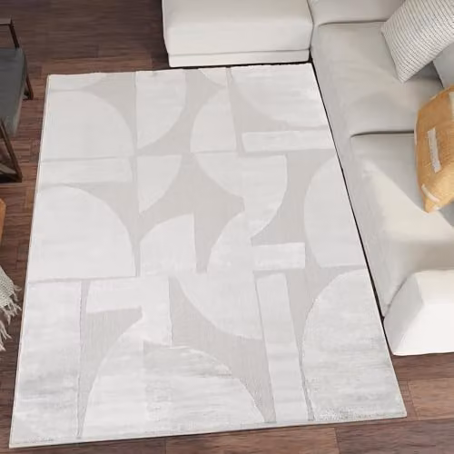 Desire Rugs Modern Abstract Living Room Area Rug, Silver, W: 200 cm, L: 290 cm