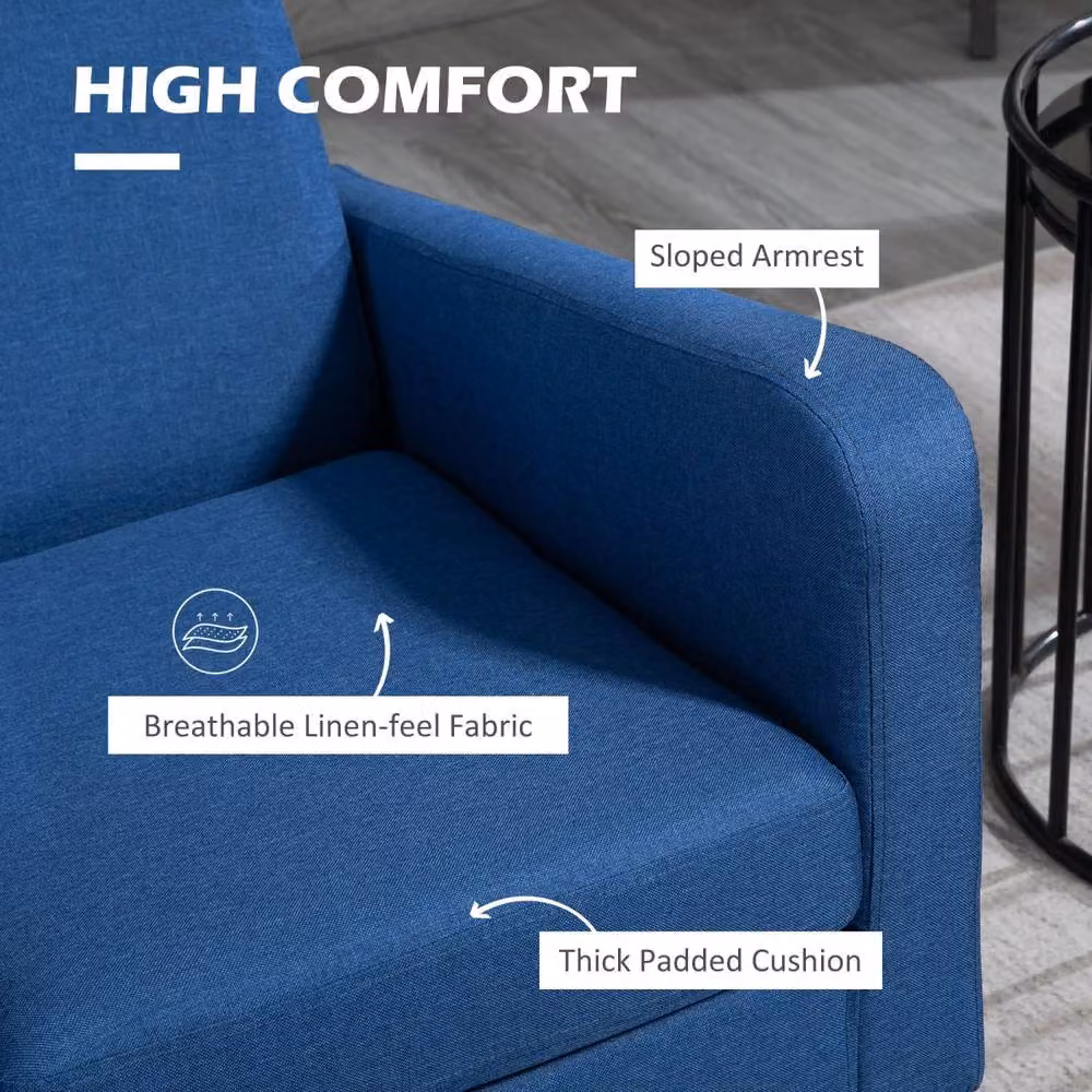 Wyld Haus Lita Ralo Set of 2 Blue Modern Fabric Accent Armchairs with Black Rubberwood Legs – 5