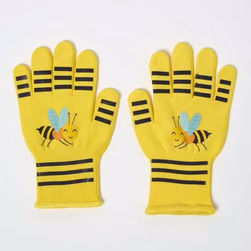Homescapes Childrens Gardening Gloves in Yellow with Bee Design