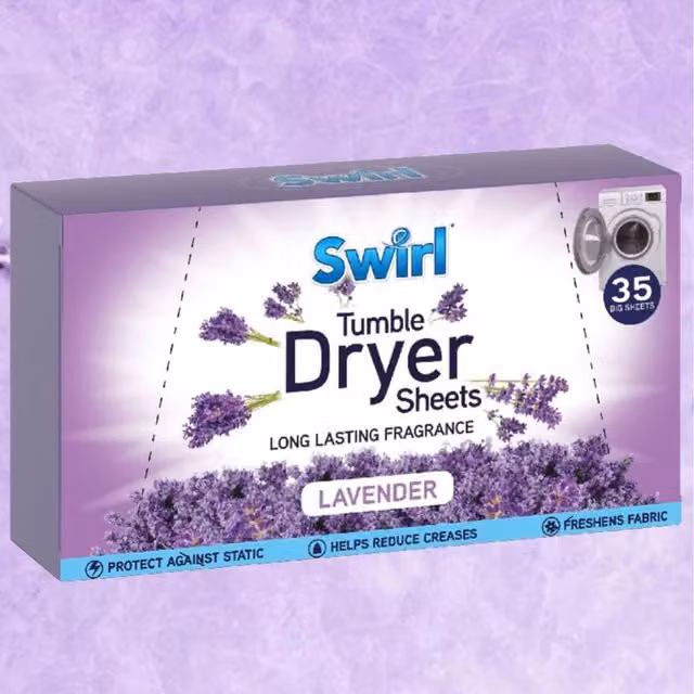 Swirl Lavender Fabric Conditioner Tumble Dryer Sheets Anti Static, 35 Sheets, White