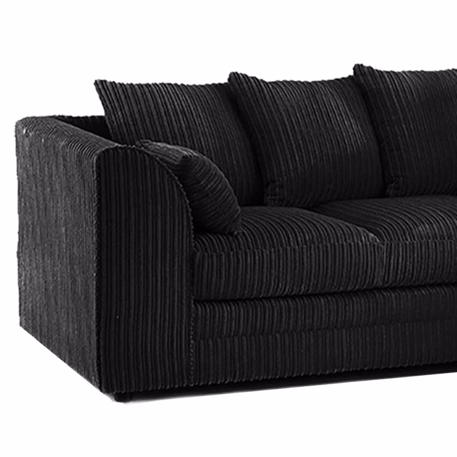 Luxor Living Black Jumbo Cord 4 Seater Right Hand Facing Corner Sofa – 2