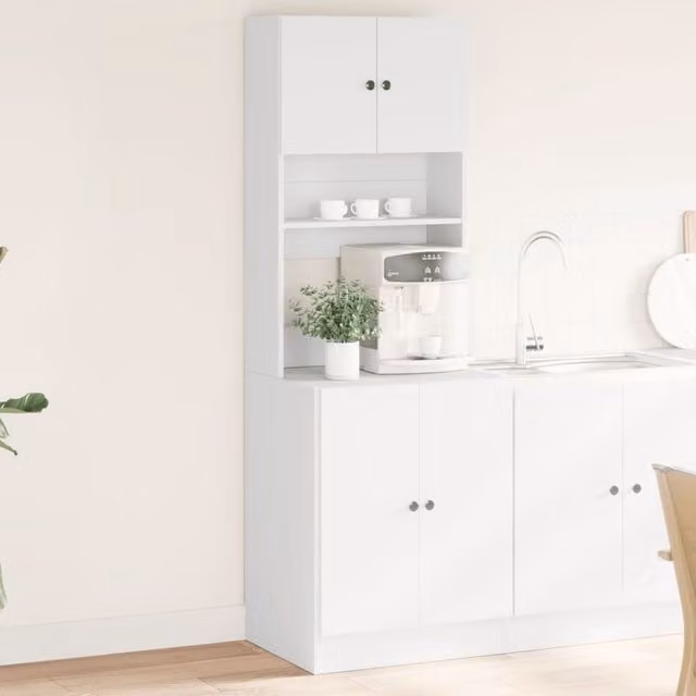 Berkfield Home White Kitchen Tall Unit with Hinged Doors and Internal Shelves, W/D/H: 60 x 50 x 180 cm