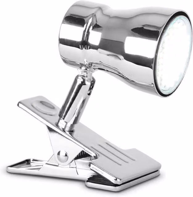 ValueLights Adjustable Clip On Desk Lamp in Silver Chrome Metal