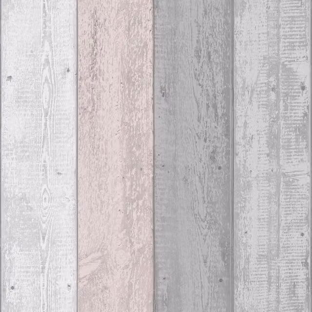 Arthouse Shabby Chic Wood Look Wallpaper in Grey and Pink