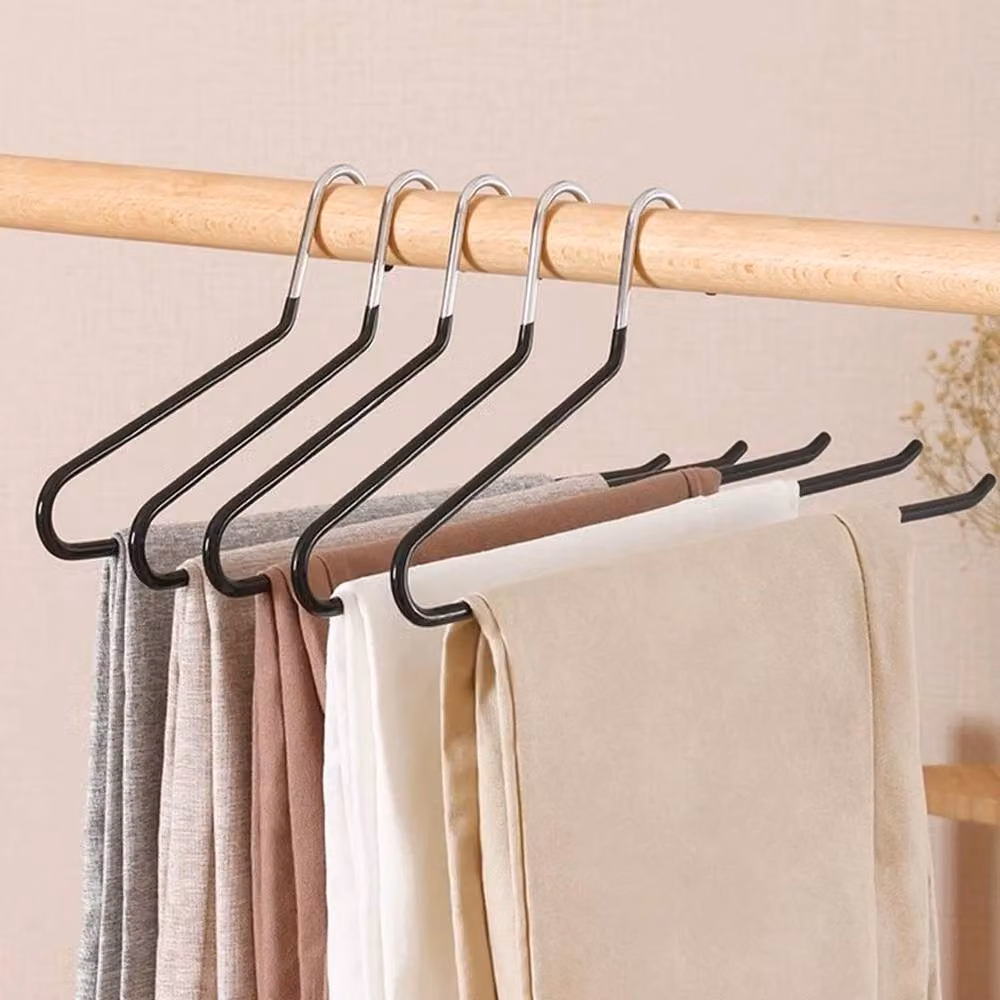 FLAVORA 20-Piece Metal Non-Slip Open-End Trouser Hangers in Black, W: 100 cm, D: 15 cm – 4