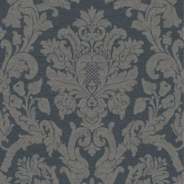 Grandeco Floral Botanical Vinyl Wallpaper in Anthracite Grey