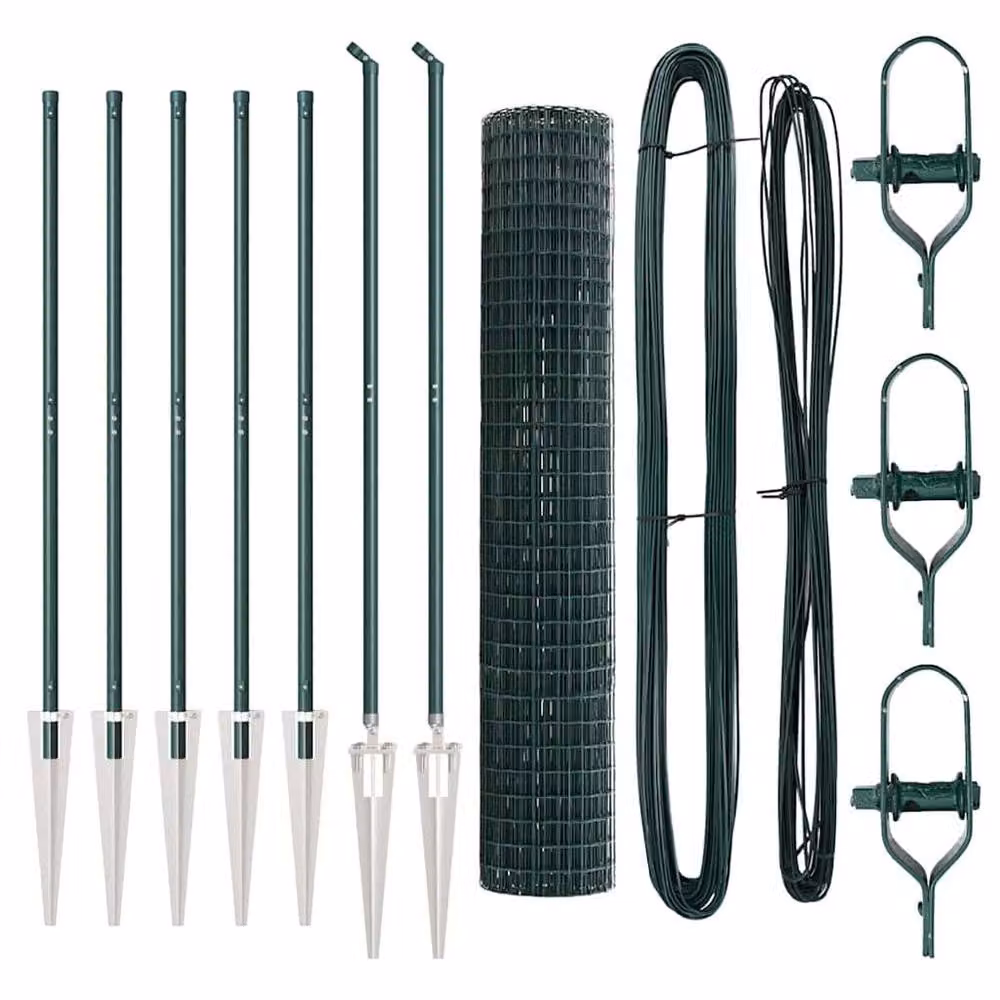 Berkfield Home Green Euro Fence with 7 Spike Posts, Galvanised Steel, W: 10 m, H: 1.6 m – 3