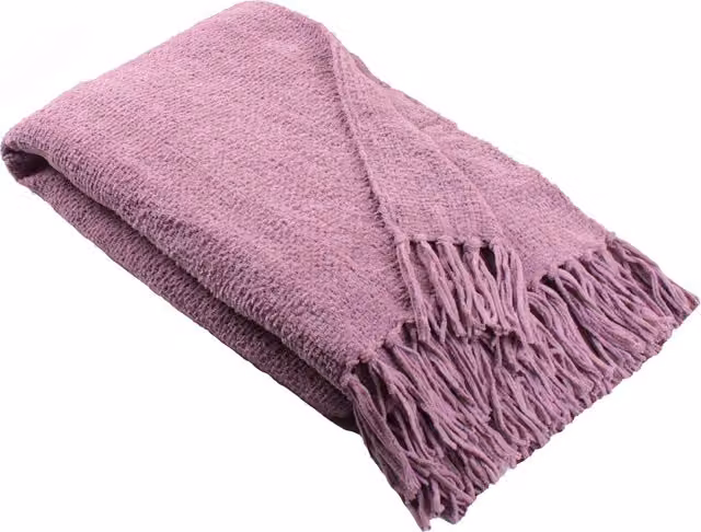 Appletree Purple Chenille Woven Throw with Fringes, W/D/H: 130 x 180 cm