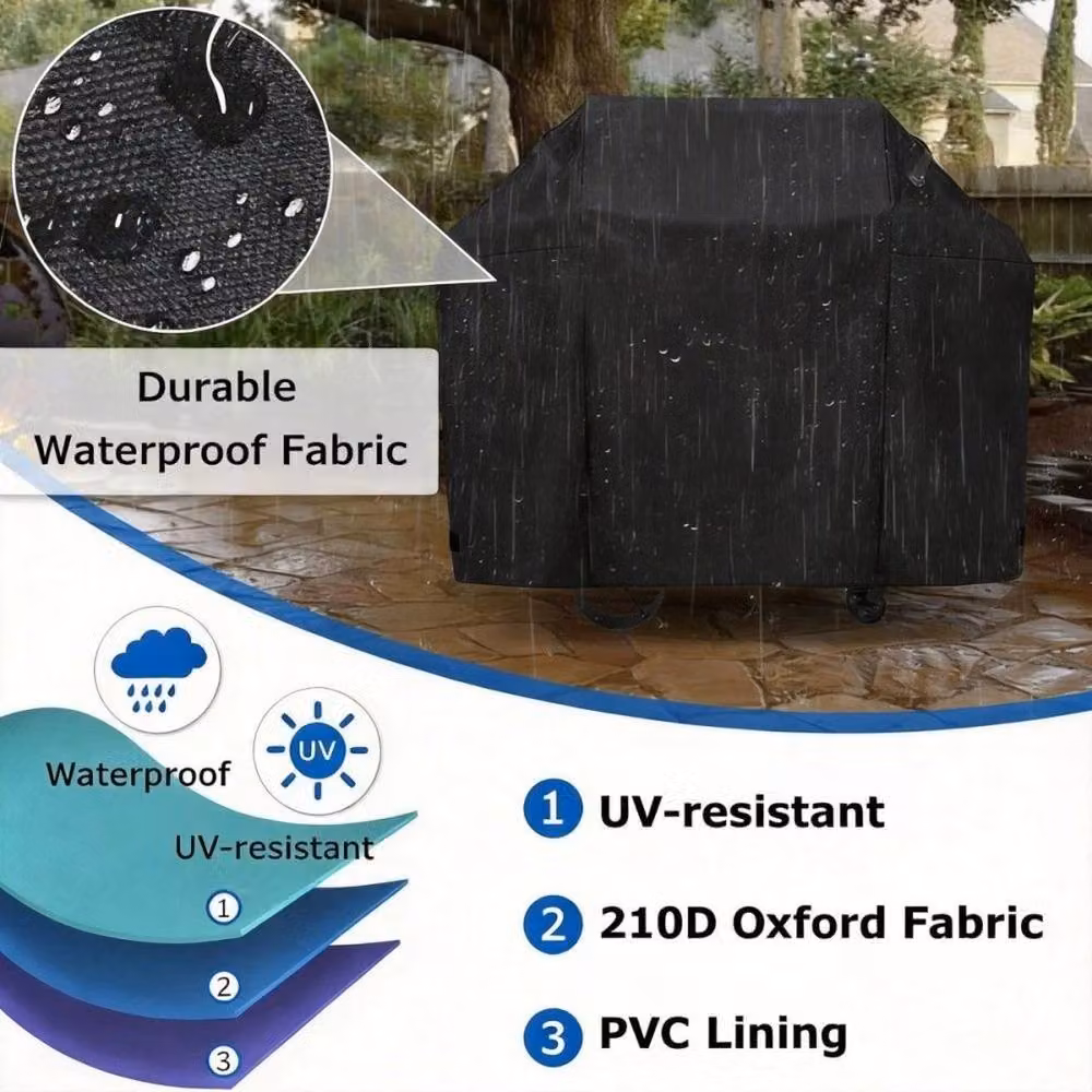 Kelvenix Heavy Duty Waterproof PVC Gas Grill Cover in Black, W/D/H: 117 x 61 x 145 cm – 4