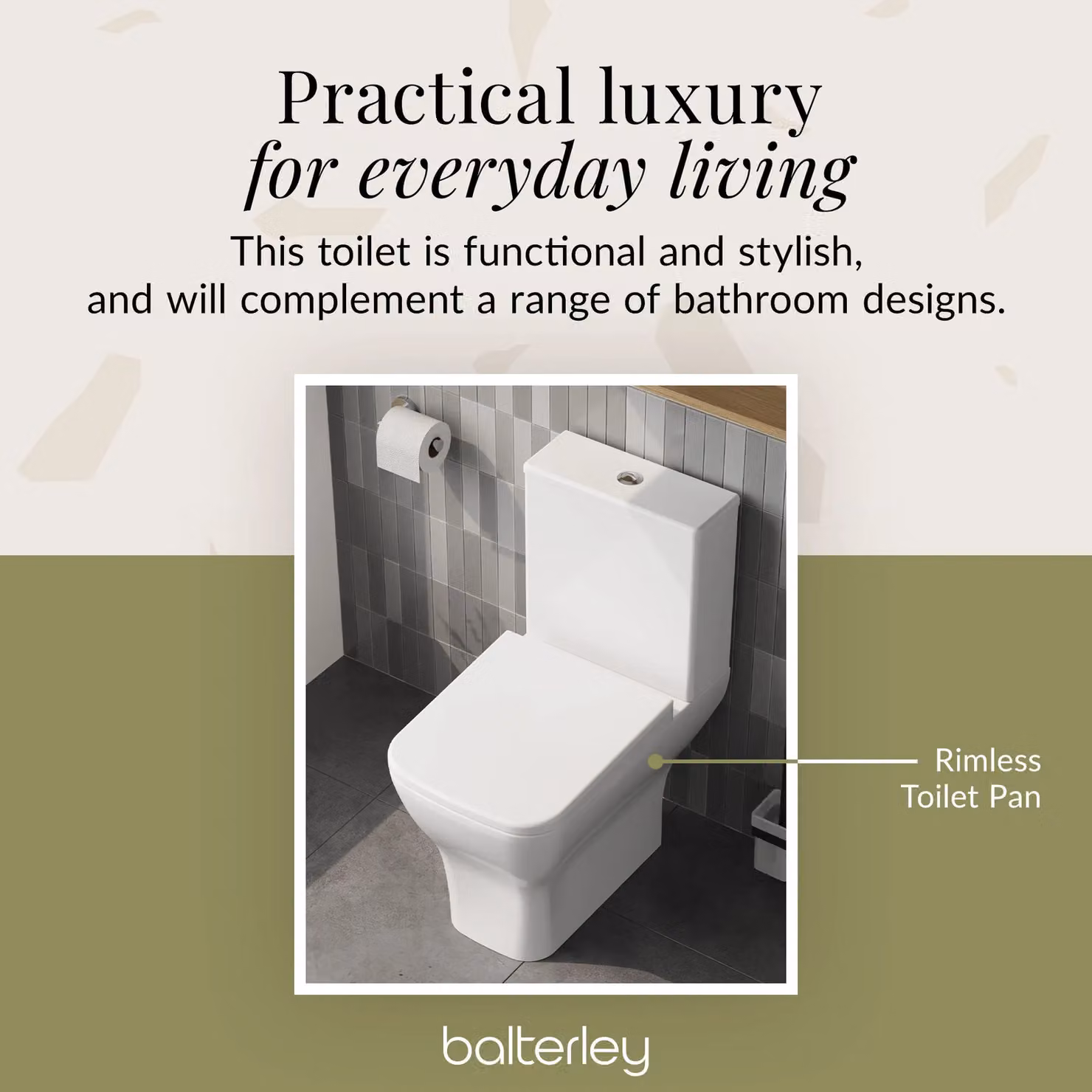 Balterley Rimless Ceramic Toilet Pan, Cistern and Soft Close Seat, White, W/D/H: 79.0 x 37.5 x 61.2 cm – 4