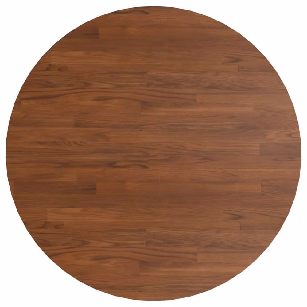 Berkfield Home Round Solid Oak Table Top, Dark Brown, Diameter: 90 cm, Thickness: 1.5 cm – 3