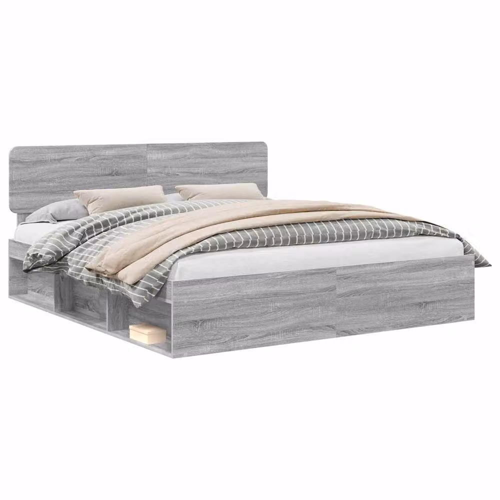 Berkfield Home Sonoma Bed Frame in Grey Solid Pine Wood, 200 x 200 cm – 2