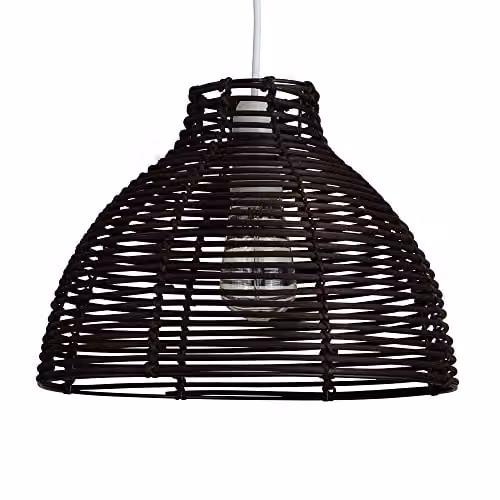 MiniSun Modern Brown Rattan Wicker Dome Ceiling Light Shade, Shade Width: 31 cm