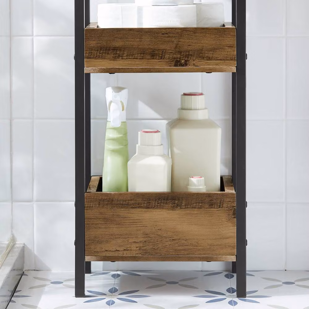 SoBuy 3-Tier Space-Saver Storage Rack Bathroom Organiser in Brown, W: 28.0 cm, D: 20.0 cm, H: 74.0 cm – 7