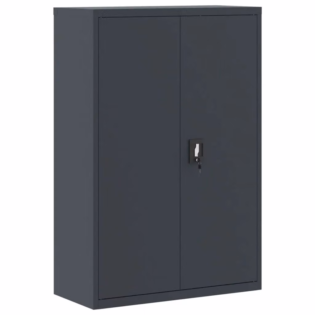 Berkfield Home Anthracite Metal File Cabinet with Hinged Doors and Lock, W/D/H: 90 x 40 x 140 cm – 2