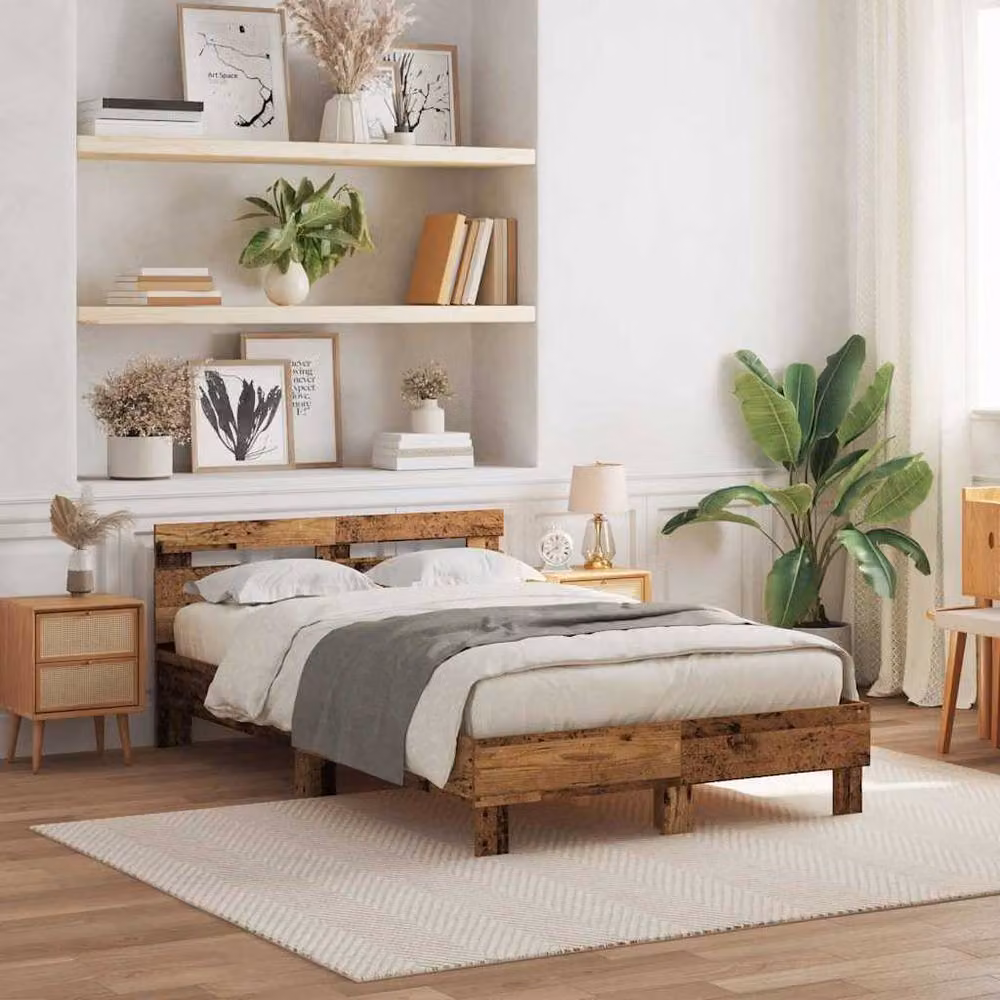 Berkfield Home Modern Engineered Wood Bed Frame in Brown, W/D/H: 120 x 190 cm – 2