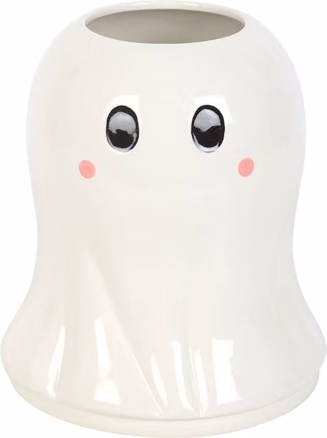 Kingsbury Gifts White Ceramic Sweet Ghost Flower Vase, H: 16 cm