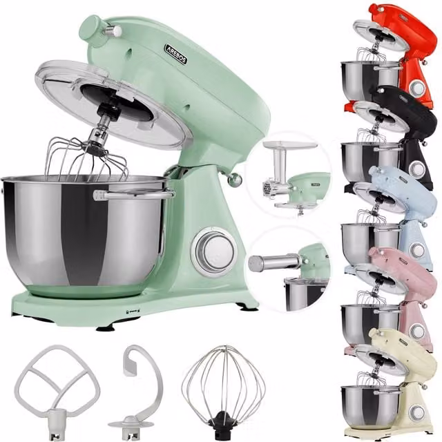 AREBOS Retro Stand Mixer with 6L Stainless Steel Mixing Bowl, Green