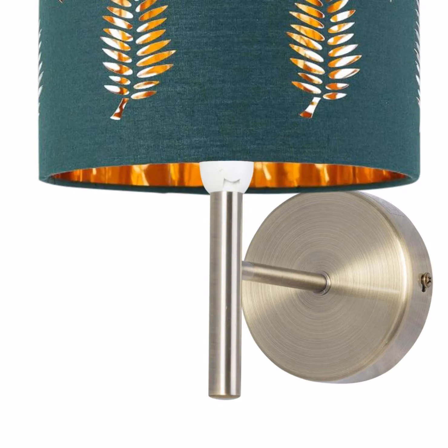 First Choice Lighting Brea Antique Brass Wall Light with Green Fabric Shade – 2