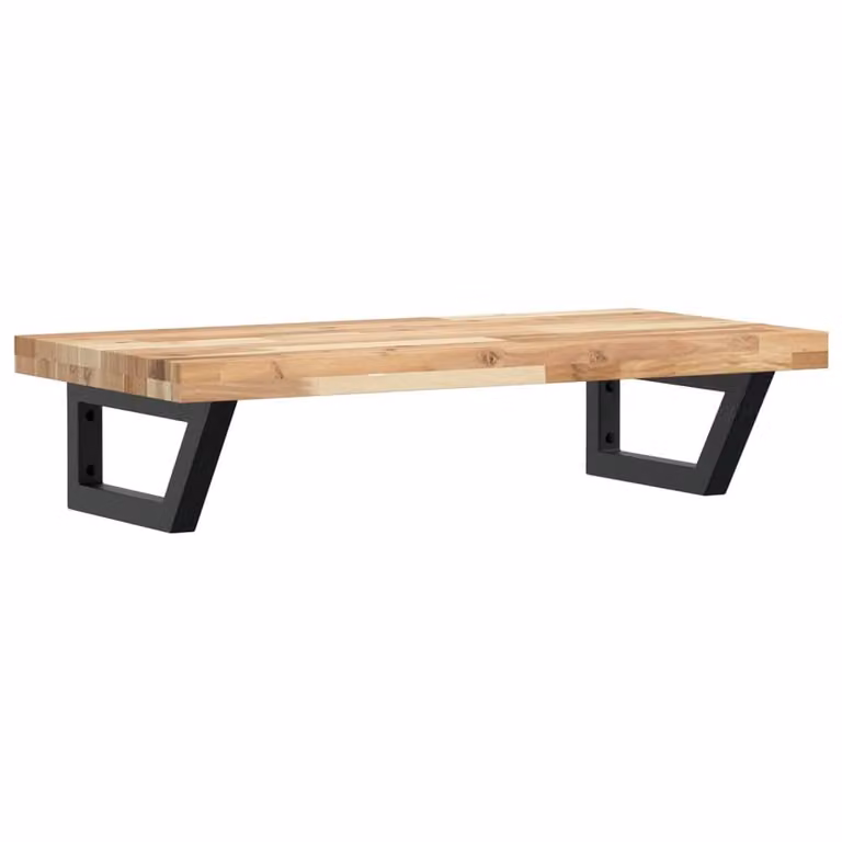 Berkfield Home Elegant Wall Mounted Basin Shelf in Brown Acacia Wood and Black Steel