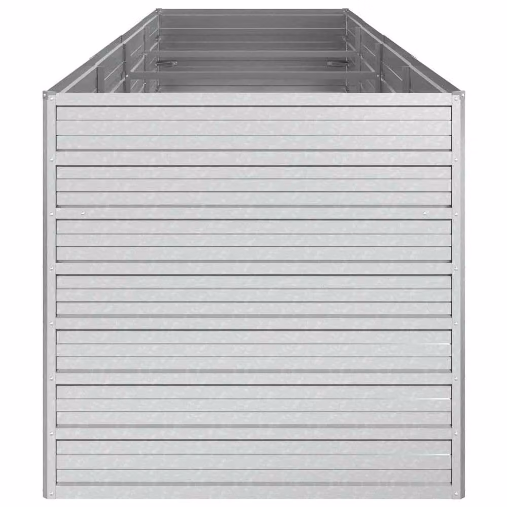 Berkfield Home Garden Raised Bed in Silver Galvanised Steel, W/D/H: 320 x 80 x 77 cm