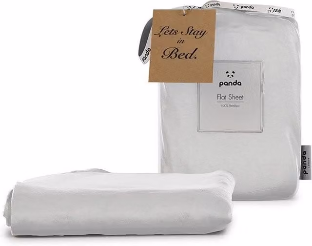 Panda London 100% Bamboo Flat Sheet in White, W/D/H: 140 x 200 cm