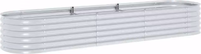 Berkfield Home Garden Galvanised Steel Raised Bed in Silver, W: 320 cm, D: 80 cm, H: 44 cm