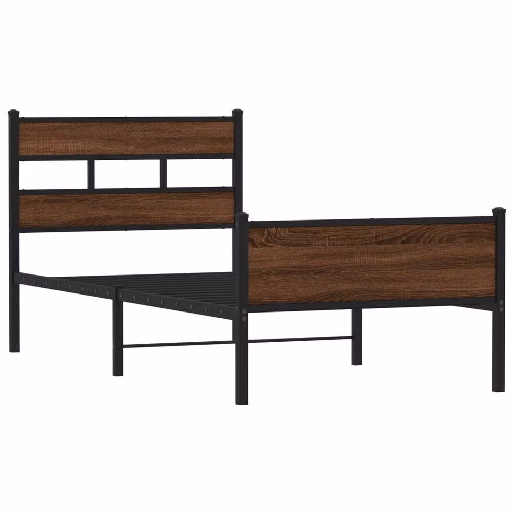 Berkfield Home Small Single Wood Bed Frame in Brown Oak, W/D/H: 75 x 190 cm – 3