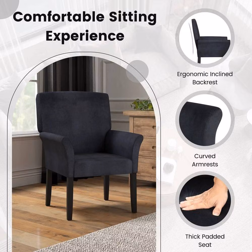Kelvenix Executive Reception Chair in Black Velvet – 4