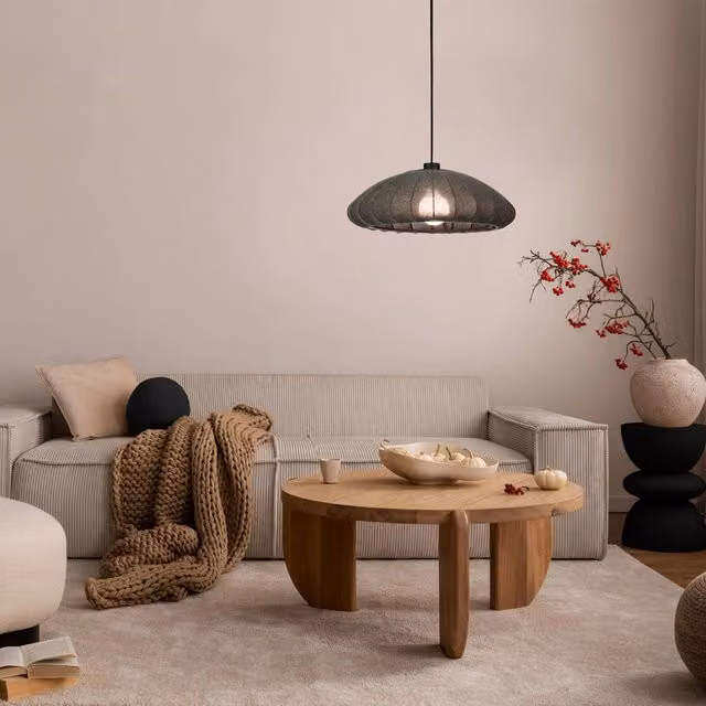Eglo Barlaston Grey and Black Japandi Style Suspended Pendant Light
