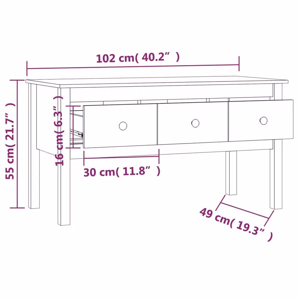 Berkfield Home Beautiful Modern Black Solid Wood Pine Coffee Table W/D/H: 102 x 49 x 55 cm – 4