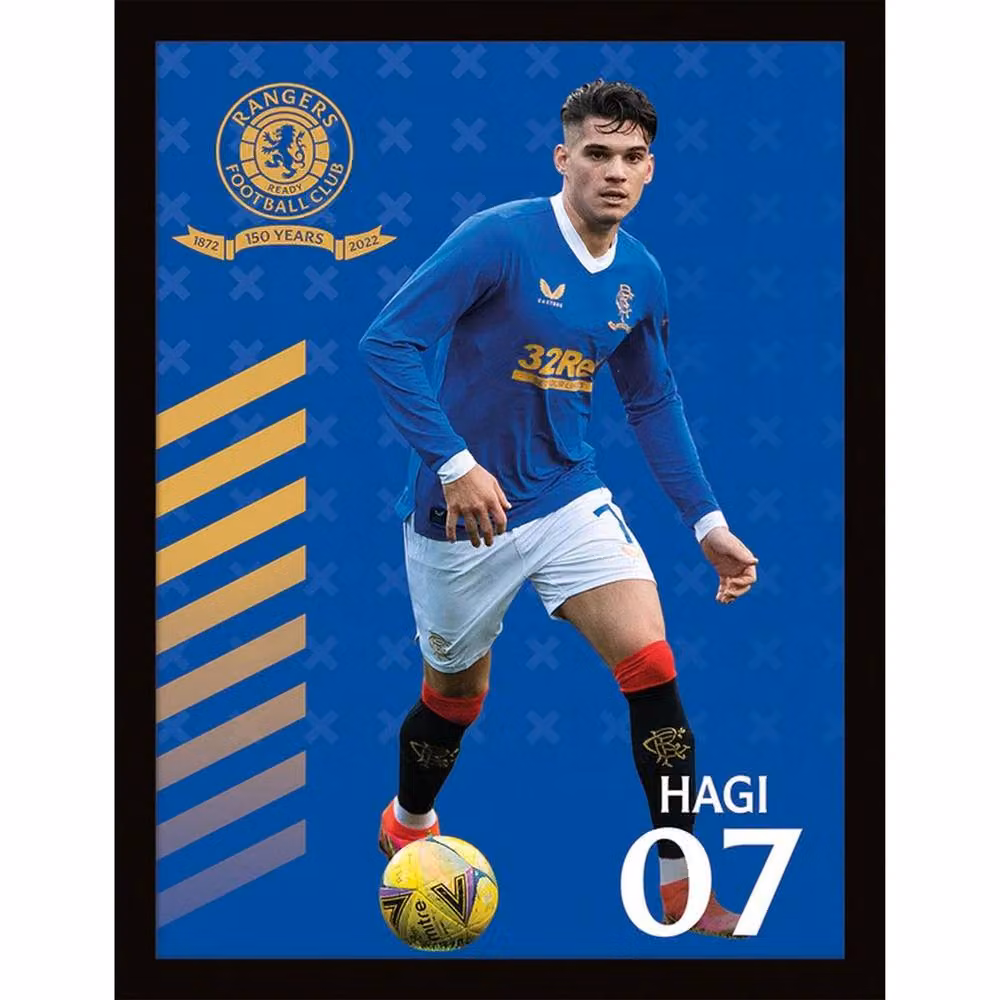 Rangers FC Hagi Blue Striped Typography Paper Poster – 2