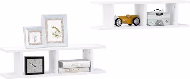 Berkfield Home Sturdy Wall Mounted Shelves, 2 Pack, White, W: 75 cm, D: 18 cm, H: 20 cm