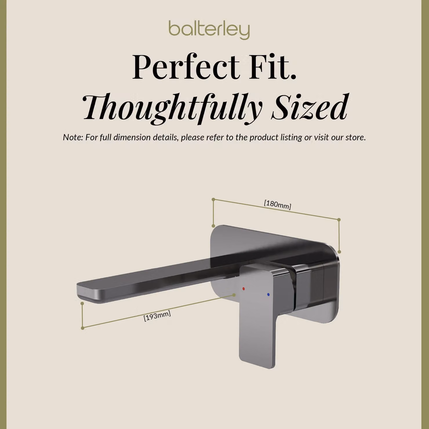 Balterley Wall Mounted Two Handle Basin Mixer Tap with Back Plate in Brushed Pewter Silver – 4