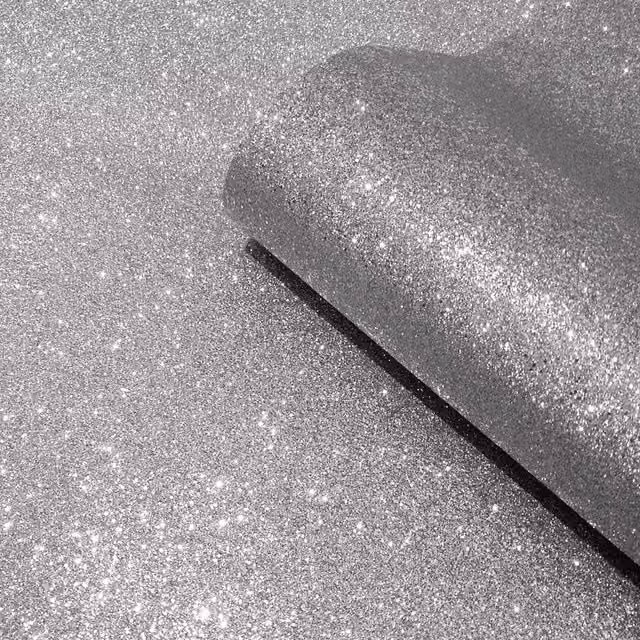 Muriva Oriah Abstract Glitter Wallpaper in Silver and Grey