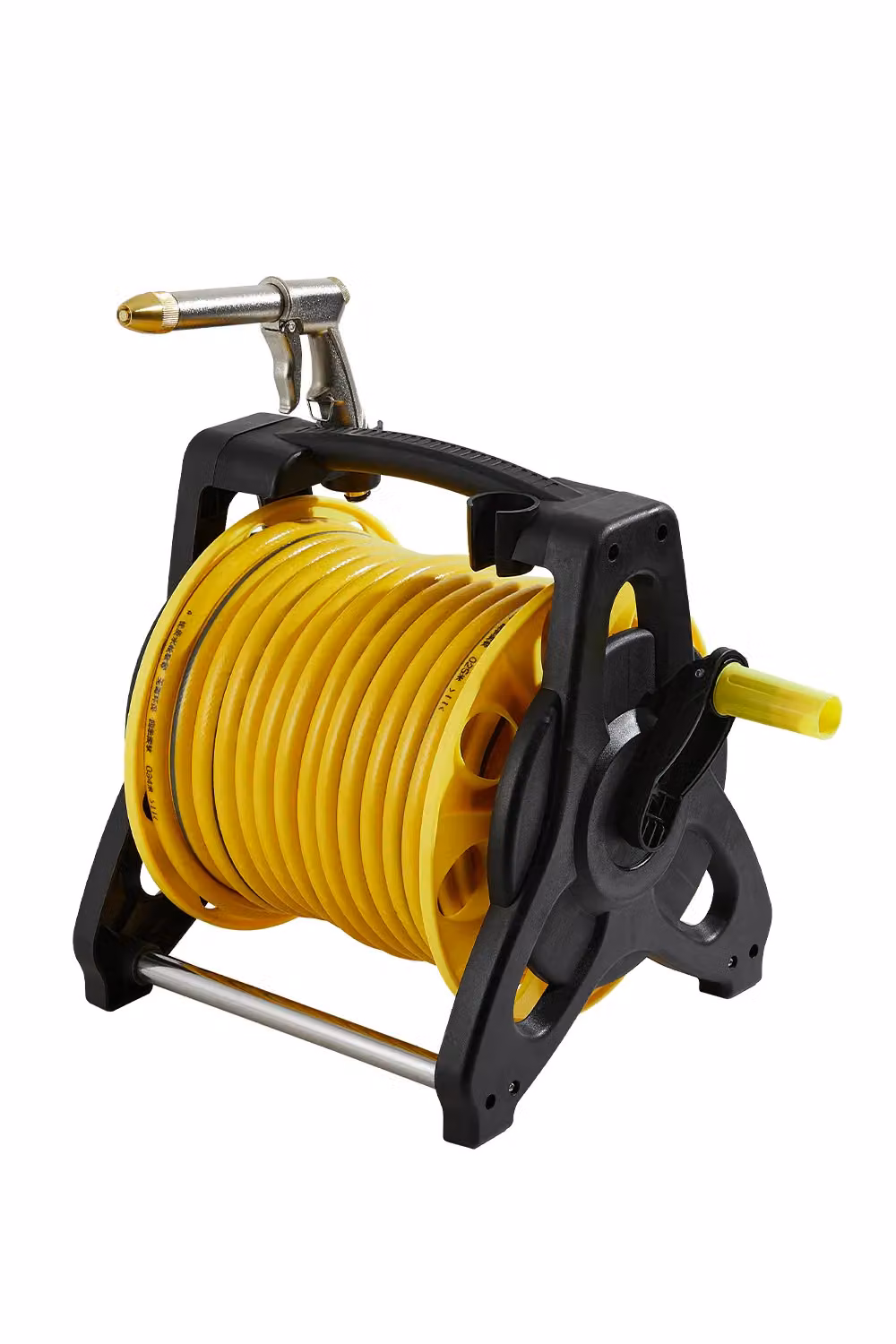 Garden Sanctuary Portable Outdoor Garden Watering Hose Reel Cart Set, 35m, Yellow – 3