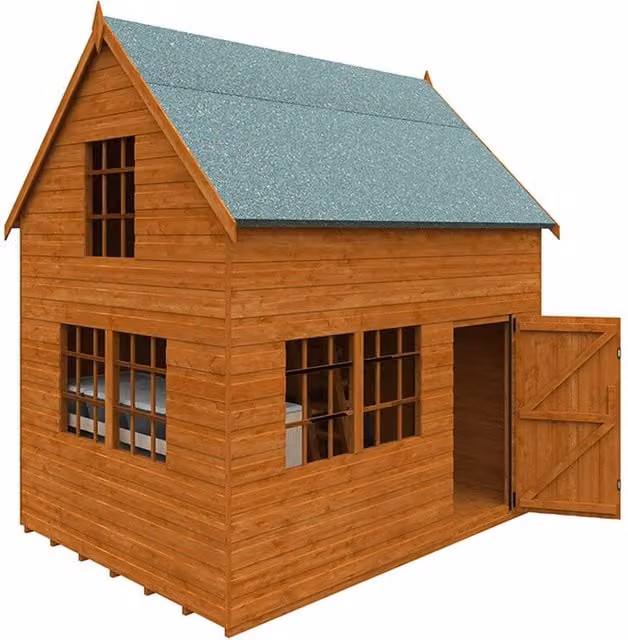 Buttercup Farm Country Cottage 12mm Wooden Shed in Burnt Orange and Grey, W: 243.8 cm x D: 182.9 cm – 1
