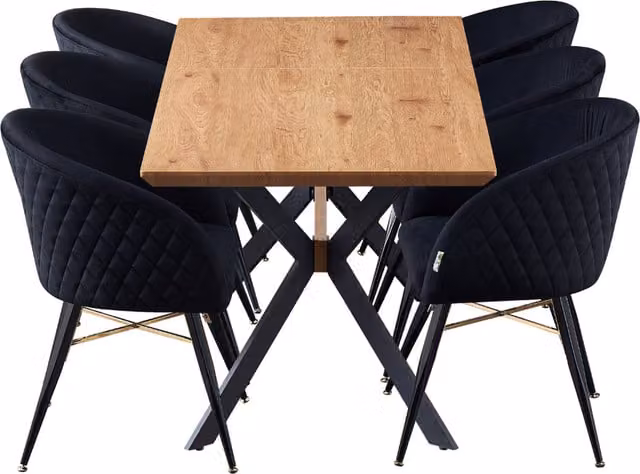 Life Interiors Vittorio Duke LUX Modern Rectangular Dining Set with Table and 6 Chairs in Black and Brown