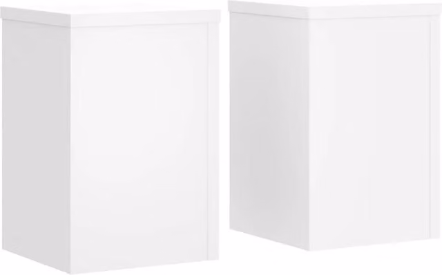 Berkfield Home Set of 2 Modern Square Plant Stands in White MDF Wood, W/D/H: 25 x 25 x 35 cm