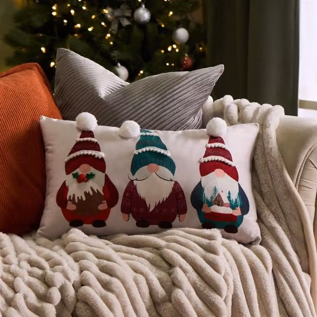OHS Christmas Gonk Novelty Scatter Cushion, Beige, 30 x 30 cm